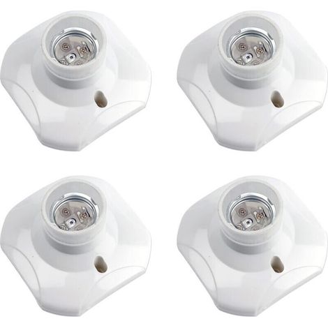 Douille de plafonnier E27 à vis, douille murale/murale avec culot E27, AC 230 V, porte lampe carrée blanche, base support plastique pour lampe de garage plafond, lot de 4