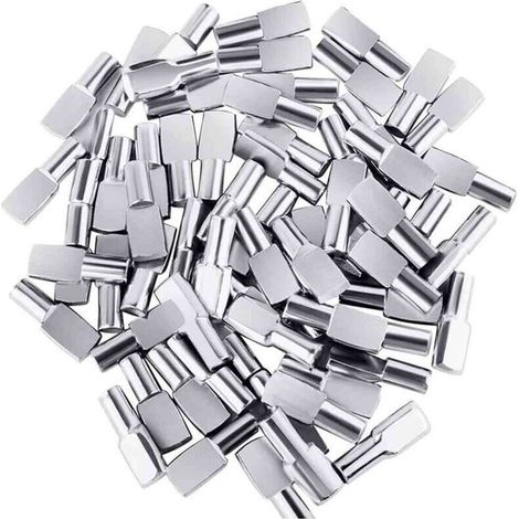 120 soportes para estantes, escuadras de 5 mm, pasadores de metal niquelado con forma de cuchara, ideales para muebles, armarios y estanterías - Crezuo (1/4)