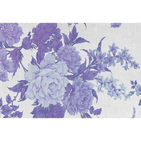 Papier peint panoramique fleuri bleu effet textile Tapisserie panoramique motif fleur pour couloir Papier peint panoramique cuisine floral vintage (1/3)