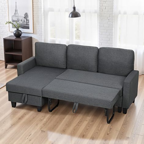 Three-Seater Storage Sofa Bed - Charcoal Grey (1/5)