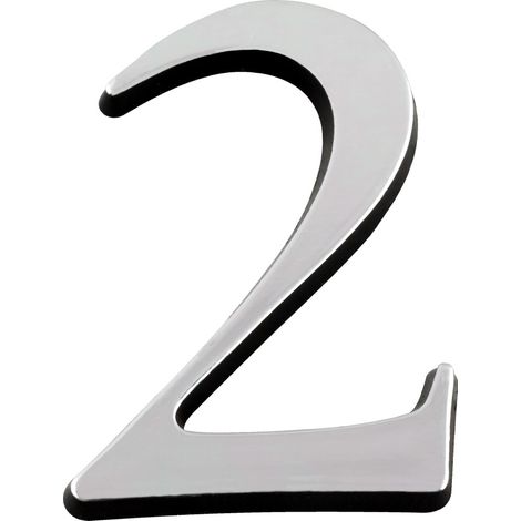 Novap – Chiffre 2 argent 40mm – Autocollant en plastique PS choc – Pose facile sur supports lisses – 4621654
