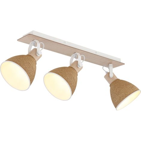 Deckenstrahler Deckenleuchte Wohnzimmerlampe beweglicher Spot weiß Holz L 63 cm (1/5)