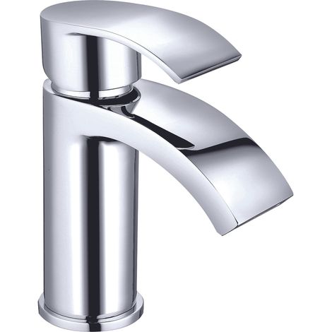 Chrome Basin Sink Mixer Tap Bathroom Faucet with Curved Spout