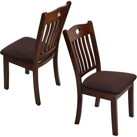 Lot de 4 housses de siège de chaise en jacquard extensible, housses de coussin de siège de chaise de salle à manger - Café (1/4)