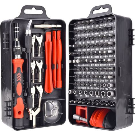 Mini tournevis magnétique de précision 135 en 1 Kit d'outils réparation pour iPhone ordinateur montre avec organiseur rangement (1/5)