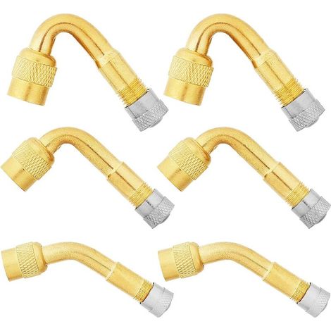 6 Pièces Pneu Valve Rallonge, 45°, 90°, 135° Extension Valve Pneu Valve de Adaptateur Raccord Prolongateur Coude, Embout de Gonflage Coudé pour Voiture Camion Moto Vélo Scooter (1/5)