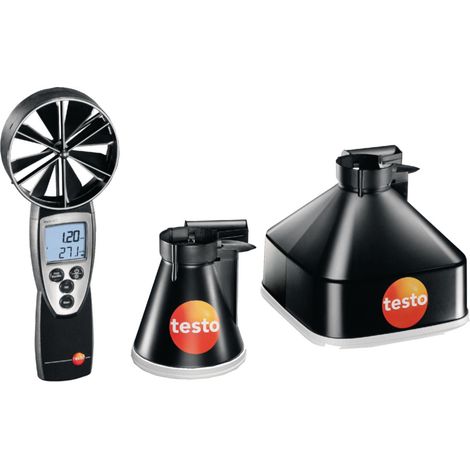 Testo – Anémomètre à hélice pour mesure débit d'air – Entonnoirs de mesure inclus – Contrôle ventilation pièces d'habitation