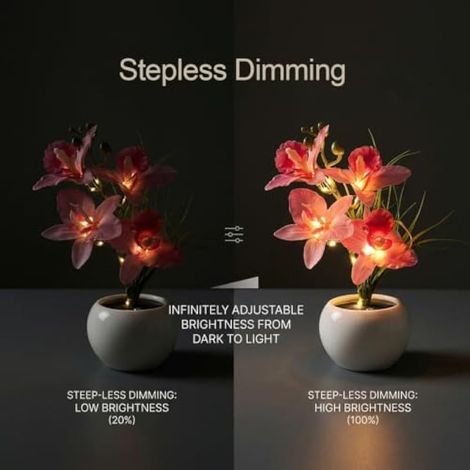 Lampe de Chevet Orchidée,Veilleuse Rechargeable USB,Lampe de Chevet Tactile à Fleurs Artificielles,Décoration Intérieure, Cadeau pour Fille, Femme, Maman (1/3)