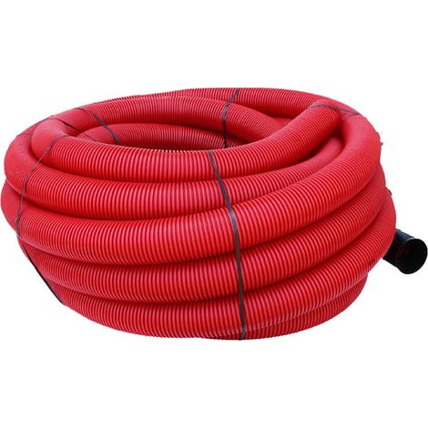 Gaine électrique TPC annelée-lisse rouge EDF Ø160 – Longueur 50m – Résistante de -40°C à +100°C – Conduit avec tire-fil – Hegler
