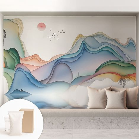 Tapete Vliestapete mit Kleber - trendige Wanddeko - elegant Fototapete für Wohnzimmer - Schlafzimmer Traumlandschaft 208x146 cm (1/5)