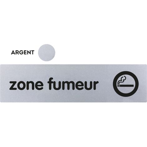Plaque de porte Zone fumeur - Classique argent 170x45mm - 4321318