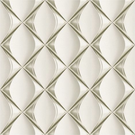 Papier peint 3D Profhome 386912 papier peint intissé gaufré à chaud légèrement texturé avec des figures géométriques mat beige platine gris clair 5,33 m2 (1/5)