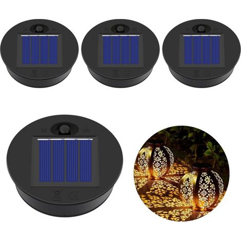 Lampes solaires de rechange, 4 couvercles solaires de rechange, lampes solaires de rechange avec LED, pour lanternes solaires, décoration de jardin (7 cm) (1/4)
