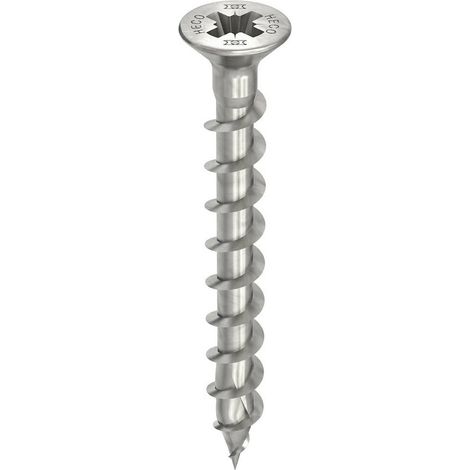 HECO-TOPIX-plus A2 4,5 x 40, Beschlagschraube, Senkkopf, Pozi-Drive, Variables Vollgewinde, blank, gleitbeschichtet 500 Stk (1/4)