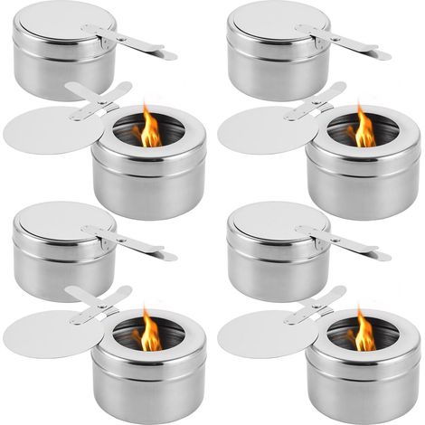 8 Pièces Récipients à Pâte Combustible, Réchaud Fondue Brûleur à Alcool, Brûleur Chafing Dish en Acier Inoxydable, Récipients à Pâte Combustible pour Buffet, Fondue, Camping (1/5)