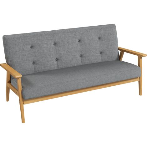 Dreisitzer-Sofa, 154,5 cm, Sofa im skandinavischen Stil mit gesteppter Rückenlehne, gepolsterter Sitzfläche und Armlehnen, grau