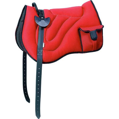Taglia unica Cob/Full, Marrone: Bareback in tessuto tecnico sympanova con tasche e sottopancia
