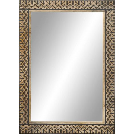Miroir de bain 50x70 cm bois de manguier massif et verre