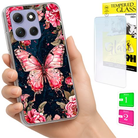 Funda para Motorola Moto G86 Power Photo con diseño de mariposa en la parte trasera y cristal 9H. (1/5)