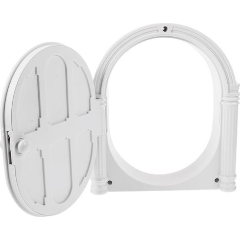 Porte pour animaux de compagnie robuste en ABS pour chats et chiens, en plastique blanc avec clapet à fermeture automatique et usage domestique. (1/5)