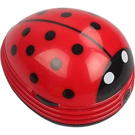 BEBUSINGOTO Mini balayeuse de miettes de table portable sans fil, aspirateur de poussière de bureau, coccinelle mignonne, fonctionne à piles (rouge) (1/5)