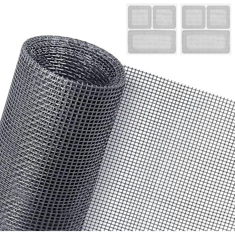 Mosquitera para ventanas AXFEE, 200x250cm, antimosquitos, rollo ajustable para ventanas con 2 parches de reparación, mosquitera recortable, para ventanas y puertas (gris) (1/5)