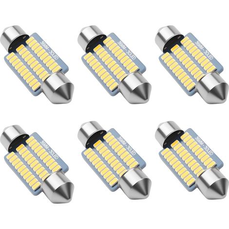 6PCS 36mm 3014 Ampoules LED de Voiture 12V 36MM Ampoule C5W LED Ampoule Navette LEDs avec 3014 30SMD 650 Lumens Ampoule Plafonnier Voiture LEDs Compatible avec Éclairage Intérieur Coffre (1/5)