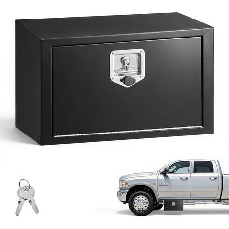 Boîte à Outils pour Camion en Acier 609x356x305 mm, Coffre à Outils sous Châssis ou sous Plateau, Rangement pour Benne Camionnette Fourgonnette Remorque SUV, avec Serrure et Clés, Noir (1/5)