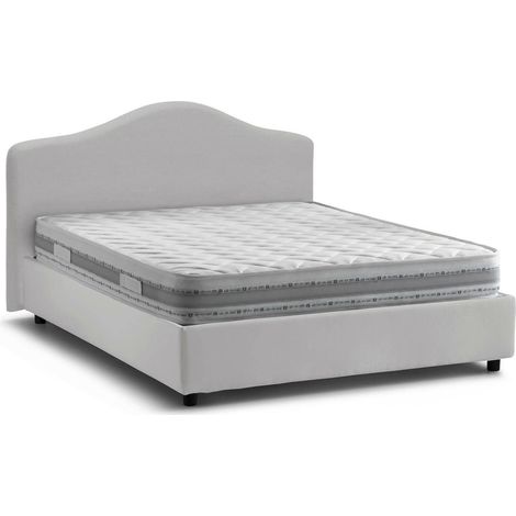 Talamo Italia Doppelbett Annunziata, Containerbett mit Stoffbespannung, 100% Made in Italy, Frontöffnung, inklusive Matratze Cm 160x190, Weiß