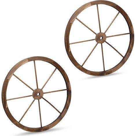 Ruedas de carro de madera, 75 cm, juego de 2, decoración rústica