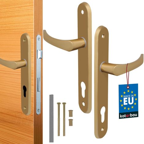 poignée de Porte 90 mm Gauche Droite pour Cylindre profilé doré Ensemble de Porte ferrure de Porte poignée de Porte Ensemble de poignées poignée de Porte en Aluminium (1/5)