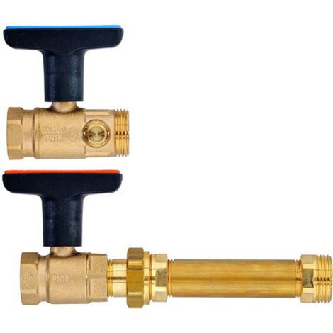 HEIMEIER Set di raccordo per Dynacon con rubinetti a sfera Globo per contatore di calore, 9339-04.800