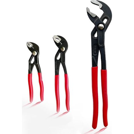 Lot de 3 pinces pour pompe à eau de 17,8 cm, 25,4 cm et 30,5 cm, pince à mâchoire incurvée à réglage rapide, pince à rainure et languette à réglage automatique pour pompe à eau à action rapide (1/5)