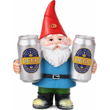 Statue de nain de jardin à bière, sculpture de nain en résine, décoration de pelouse extérieure, figurine d'homme âgé