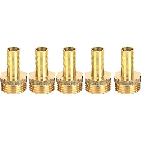 Raccord cannelé lot de 5 raccords mâles en laiton pour tuyau d'eau filetage G1/2 à 10 mm (1/5)