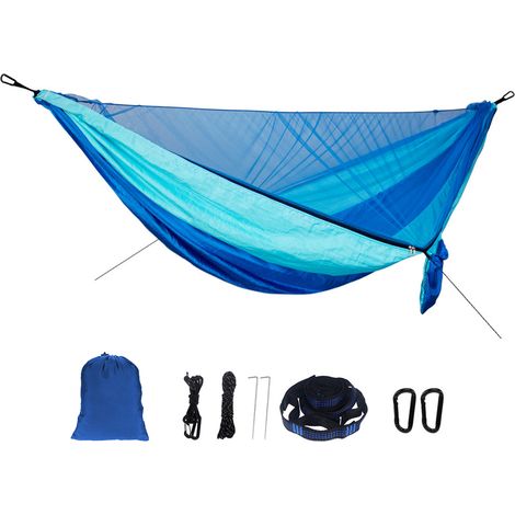 Hamac d'extérieur avec moustiquaire, capacité de charge de 300 kg, installation facile, hamac portable pour le camping et les pique-niques en plein air. (1/5)