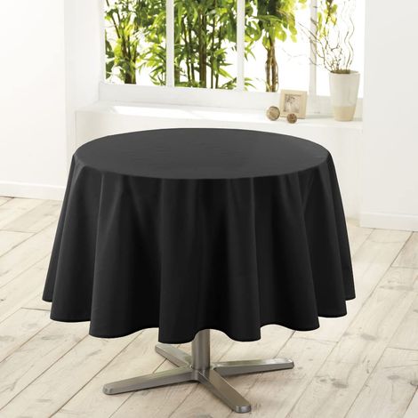 Douceur D'Intérieur - 1720381, Tovaglia Rotonda , 180 Cm , Essentiel , Poliestere Unito , Nero (1/5)