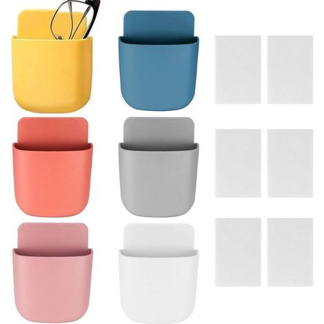 Soporte para mando a distancia, paquete de 6 unidades, soporte de pared para mando a distancia, para teléfonos móviles, baterías externas y cepillos de dientes, 3 x 9 x 11,5 cm (1/5)