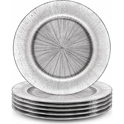 Sottopiatti argento a raggi 6 pezzi 33 cm in plastica (1/5)