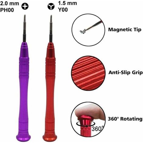 Kit di cacciaviti a tre punte e alette Y00 da 2,0 mm e 1,5 mm per la riparazione di console Nintendo.