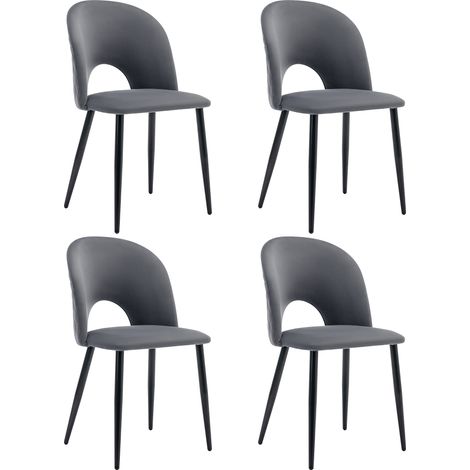Set di 4 sedie da pranzo moderne, struttura in metallo, gambe regolabili, per soggiorno, camera da letto, ristorante, velluto grigio