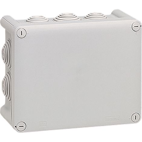 Legrand – Boîte de dérivation rectangulaire 92052 – IP55 – IK07 – 180x140x86mm – Couvercle imperdable – Pour câbles jusqu'à Ø32mm