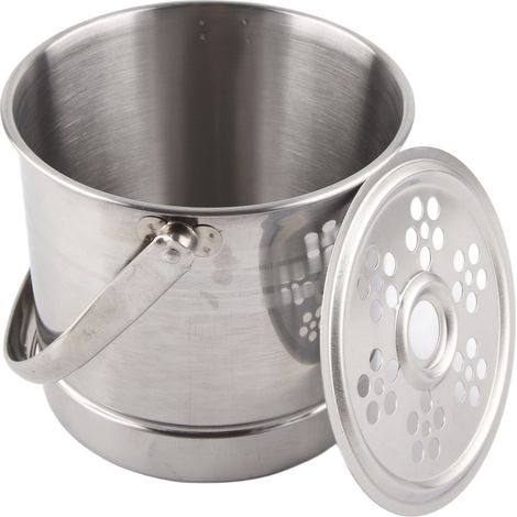 Seau à glace isotherme en acier inoxydable de 1 litre avec bac récupérateur de gouttes et pince pour cocktails et fêtes. (1/5)