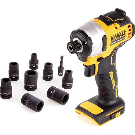 Dewalt DCF809N 18v XR Brushless Impact Driver Bare + 9 Piece Wrench Socket Set (1/5)