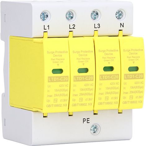 Parafoudre 420V AC 4P pour usage domestique, protection contre les surtensions, montage sur rail 36MM (1/5)