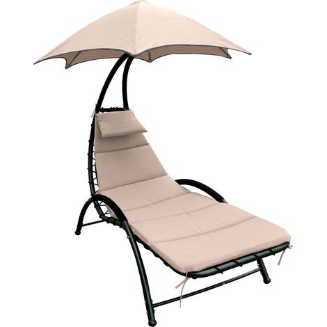 55887 LETTINO PRENDISOLE CON CUSCINO E PARASOLE TORTORA HM480DG (1/2)