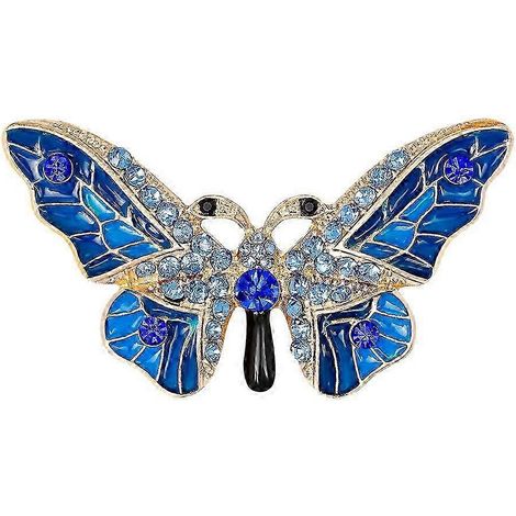 Broche papillon pour femme, épinglette insecte en émail (bleue) (1/5)