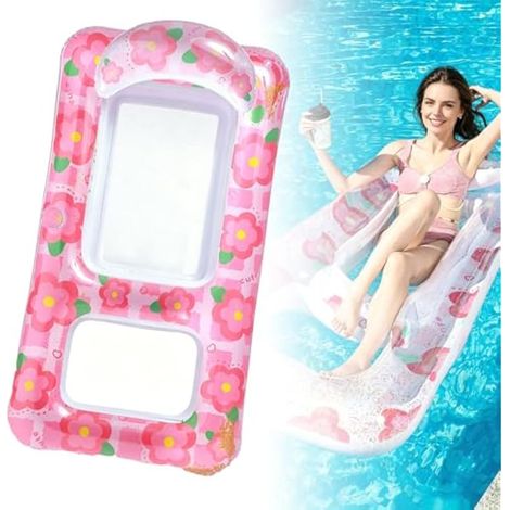 Radeau de piscine gonflable, matelas de bronzage gonflable avec porte-boisson – Radeau solaire – pour femmes et hommes pour les vacances, la plage, les loisirs, les voyages, les htels, les stations (1/5)