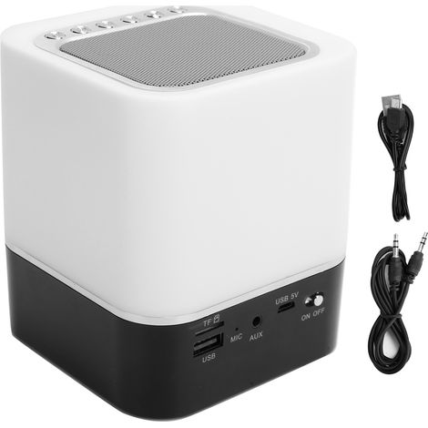 Enceinte Bluetooth - Lampe LED Colorée - Réveil Portable - Lecteur Carte Mémoire USB AUX - 1 Pièce (1/5)