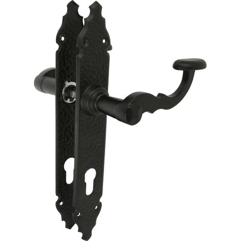 AMIG Poignées sur plaque à cylindre 100PB 280 x 44 mm Plaque d'acier, Poignée zamak Noir (1/5)